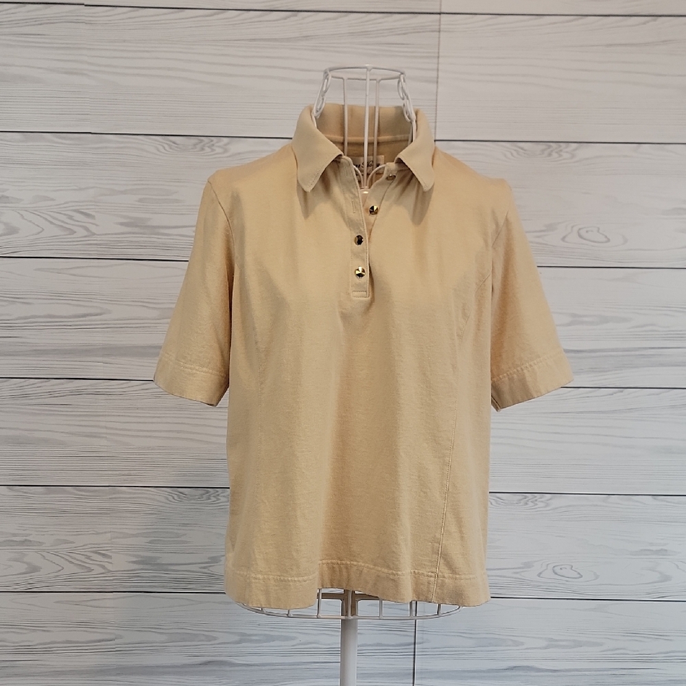 Sport Haley Tan Polo Shirt Collared Performance Activewear Womens Size L